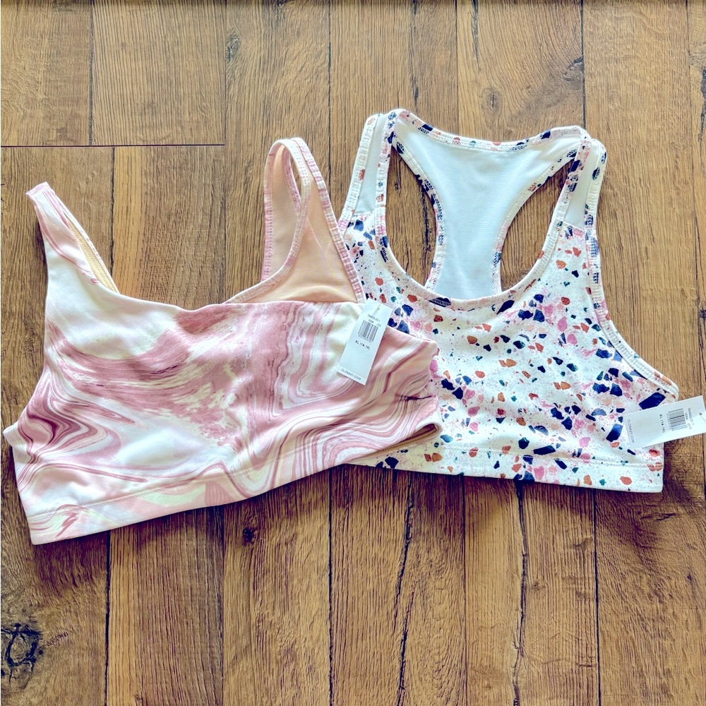 NWT Girls Marble and Speckled Sports Bras